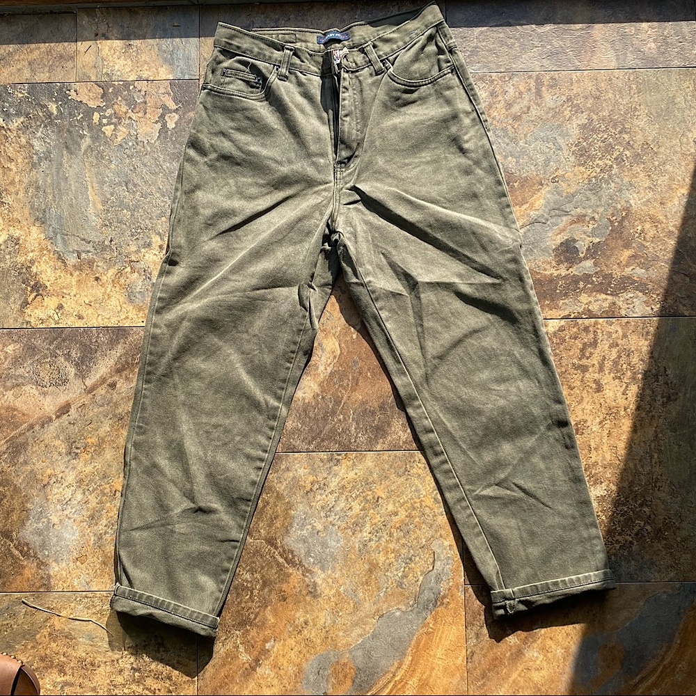 Vintage Denim, olive green mom jeans